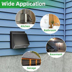 6 Inch Wall Vent Exhaust Vent Dryer Vent Cover Outside, 6" Hooded Wall Vent with Screen and Damper for Kitchen Range Hood Exterior Wall Vent Cover Cap Hood Vent Dryer Air Vent,Galvanized Steel,Black