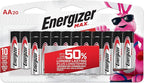 Energizer MAX AA Batteries (20 Pack), Double A Alkaline Batteries