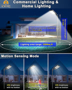 Gefolly SL-4600W Solar Street Light Outdoor 460000LM Wide Angle Commercial Parking Lot Lights Dusk to Dawn 6500K Flood Security Light IP67 Lamp for Basketball Court, Yard