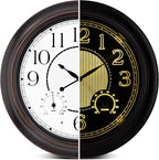 Koosome Outdoor Clocks Waterproof 18 Inch, Large Wall Clock with Thermometer & Hygrometer, Illuminated Battery Operated Clock with Smart Sensor for Patio, Pool, Garden, Porch, Living Room