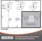 Comfort Zone Hard-Wired Ceiling Mount Garage Electric Space Heater, Fan-Forced, 5,000 watt, 240 volt, Overheat Protection, Thermal Cut-Out Switch, Ideal for Workshop & Garage, ETL Compliant, CZ220BK