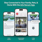 Arlo Essential Pan Tilt Security Camera 2K + 6 Months of Secure Plus Plan - Wired Plug-in Power Outdoor Camera, Person Recognition, Package Detection, Animated Preview, Auto Motion Tracking, 1 Cam