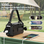 Auto NOAA Digital 5000 Weather Radio with Backlit LCD Screen, 5 Way Powered Solar Hand Crank Portable AM/FM/Shortwave Emergency Radio/Phone Charger,Read Lamp/Camping Flashlight,Earbud Jack,Clock,SOS
