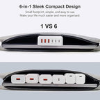 USB C Fast Charger, 100W GaN 6 Port Type USB C Charging Station Hub Block Cube, USB C Wall Charger Power Strip Adapter Plug for iPad iPhone 17 16 15 14 13 12 Pro Max Pixel Note Galaxy, 5ft Cord