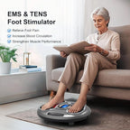 Foot Massager for Neuropathy, EMS TENS Foot Stimulator for Circulation and Pain Relief, TENS Unit Muscle Stimulator with 4 Electrode Pads, FSA Eligible Items Only List HSA, Fits Up to 11"