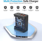 TT&C USB C Block 40W, 4 Ports Wall Plug Fast Charging Block, PD+QC Multiport Power Adapter USB C Charger Type C for iPhone 17, 17 Air, 17 Pro, 17 Pro Max, 16,15,14,13,12 Galaxy Phones-(Black 1Pack)