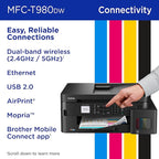 Brother INKvestment Tank 980 Wireless and Ethernet Color Inkjet All-in-One Printer with Multipurpose Tray | Includes up to 3 Years of Ink in-Box(1) and 3-Year Limited Warranty(2) (MFC-T980DW)