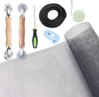 Windows Screen and Screen Door Repair Kit - 48"x118" Fiberglass Mesh Gray with Rolling Tool/Hook/Ruler/Cutter/Spline - Window Screen & Sliding Screen Door Replacement for Windows, TOOLTRIZ