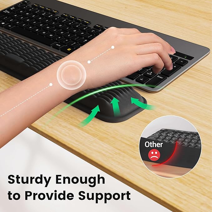 MEKASS Keyboard Wrist Rest, Soft Memory Foam Support for Keyboard, Hand Rest Pad for Pain Relief, Wrist Guard for Long Hours of Work, Gaming, Studying (Blue)