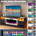 VITESSE TV Stand Fireplace with 36" inch Electric Fireplace Up to 80" TVs, LED Light Entertainment Center, 70" Modern Wood High Gloss with Highlight Storage Cabinet for Living Room (Black)