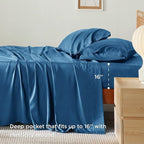 Bedsure Cooling Sheets Twin XL, Rayon Derived from Bamboo, Breathable & Soft Twin XL Sheet Sets, Deep Pocket Up to 16", Hotel Luxury Silky Dorm Bedding for Hot Sleepers, Teal