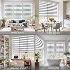 COOLWINDS Motorized Zebra Blinds for Windows Cordless Electric Curtains with Remote Control Blackout Shades Custom Smart Blinds Compatible with Alexa Google Home(Light Filtering Grey,W56 X 72in)