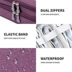 mygreen Electronics Travel Organizer Storage Bag, Double Layer Universal Traveling Gear Accessories Carrying Cover Pouch for iPad Mini Cables Phone Chargers Adapter Flash Hard Drive and More Purple