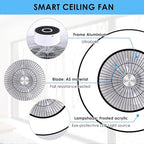 HUMHOLD 24" Bladeless Ceiling Fans with Lights and Remote/APP/Voice Control, Low Profile Ceiling Fan with RGB Lights, Enclosed Flush Mount Ceiling Fan for Kid's Bedroom/Living Room