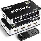 Kinivo HDMI Switch 5 in 1 Out 4K 60Hz (HDR 10, High Speed 18Gbps, IR Remote, HDCP2.2, Dolby Vision, VRR) - 550BN Switcher Compatible with Roku, PS5, Xbox, Apple TV, Nintendo Switch 2, Cable Box
