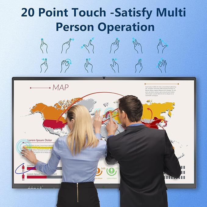 YIXZSWD Smart Board,55 Inch Interactive Whiteboard 4K Touchscreen Built in Ultra High Definition Camera Open App Ecosystem, Digital Presentation Electronic Smart WhiteBoard for Classroom Home Office