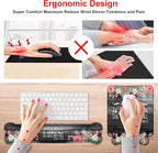 Wrist Rest Support Ergonomic Gel Mouse Pad & Memory Foam Keyboard Set, Non-Slip Rubber PU Base for Home Office Working Studying Easy Typing & Pain Relief - Floral Quote Bible Verses Psalm 46:5