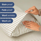 King Size 4 Piece Sheet Set - Comfy Breathable & Cooling Bed Sheets Set - Hotel Luxury Bedding for Women, Men, Kids, Teens, Boys & Girls - Deep Pockets, Soft, Wrinkle Free - Oeko-Tex - Beige Stripes 2