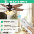 Prichor 99770 Ceiling Fan Remote Control (Remote ONLY) for Hunter 99770 99392 99813, Universal Remote with 3 Speeds & Light Dimmer