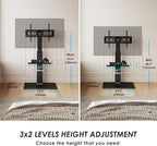 FITUEYES Swivel Floor TV Stand with Mount for TVs 37 43 50 55 60 65 70 75 Inch LCD LED Flat/Curved Screens Universal Swivel Televisions TV Mount Stand for Bedroom Living Room Black Tempered Glass Base