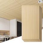 Art3d 12-Pack Slat Design 3D Wall Panels for Interior Wall Decor, 2x4 FT PVC Decorative Drop Ceiling Tiles - Oak