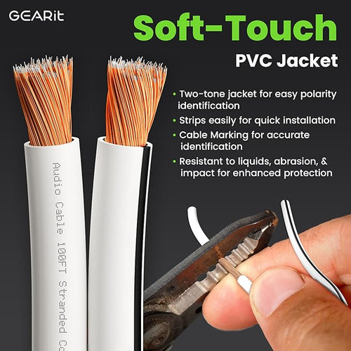 16AWG Speaker Wire, GearIT Pro Series 16 Gauge Speaker Wire Cable (500 Feet / 152.4 Meters) Great Use for Home Theater Speakers and Car Speakers, White