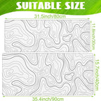 Eflxamz Desk Mat,White Topographic Contour Map Desk Pad,Topographic Contour Large Gaming Mouse Pad for Desk,Extended Big Computer Keyboard Mouse Pad with Non-Slip Base and Stitched Edge,35.4"x15.7"