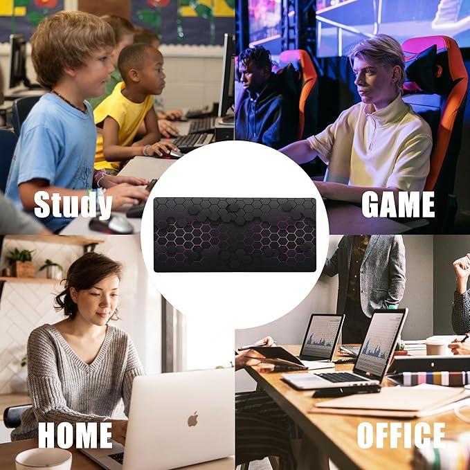 EOBKLAX Grid with Purple Light Large Gaming Mouse Pad,Waterproof Desk Mat for Desktop,Non-Slip Rubber Base Mousepad with Stitched Edges for Laptop Office and Home 35.4X15.7 Inch