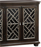 Hekman Transitional Entertainment Center - Wooden Finish, Durable Solid Wood TV Stand, Media Console Cabinet with Power Pack Outlet, 4 Glass Door, Media Storage Shelf, Modern Living Room Furniture