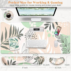 Gimars 4 in 1 Mouse Pad and Keyboard Wrist Rest Set, Large Mouse Pad with Memory Foam Wrist Support Pad for Desk with Coaster, Easy Typing Pain Relief, Gaming Office Home 31.5x12 inch, Morandi Beige