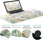 LIMKRIAN Flower Mouse Pad Set Large Desk Matt for Desktop, Ergonomic Mouse Pad with Wrist Rest, Gaming Wrist Support Keyboard Mat Cup Coaster Set Cute Office Desk Decor Accessories