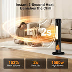YEW Space Heater for Indoor Use, 34" Portable Electric Room Heater with Remote, 80° Oscillating, 24H Timer, Thermostat & ECO Mode, Ceramic Tower Heater for Large Room,Bedroom,Office