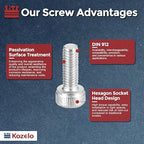 Kozelo 100pcs Socket Head Cap Screws - [M1.6-0.35 x 10mm] 304 Stainless Steel Allen Socket Drive for Electrical Motor 3D Printing Fan Engine Replacement Use, Silver