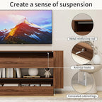 Vavkorkula TV Stand for 65 Inch with 2 Large Drawers & Hidden Storage Cabinets, Modern Farmhouse Entertainment Center Television Stands for Living Room Bedroom, Walnut