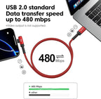 USB C Cable [2Pack, 3.3ft] 240W Fast Charging Type C Cord, Nylon Braided USB 2.0 Cable for iPhone 17 16 15 Pro Plus Pro Max Air, iPad Pro, Samsung Galaxy S24 S23, Switch, MacBook Pro, Pixel-Red