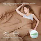 Bedsure King Size Sheets Set, Cooling Sheets for Hot Sleepers, Rayon Derived from Bamboo, Breathable & Soft, Deep Pocket Up to 16 Inches, Hotel Luxury Silky Bedding, Khaki