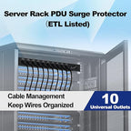 ThePoEstore 10-Outlet 1U Rack Mount Power Strip - Surge Protector, Features 10 Front Switches with LED Light - Ideal, w/ 6 ft Cord for Network Server Racks and Cabinets