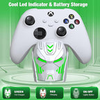 DINOSTRIKE Charger Station with 2x5520mWh Battery for Xbox One/Xbox Series X/S Controller, Rechargeable Controller Battery Pack with 4 Covers-White (Controllers Not Included)