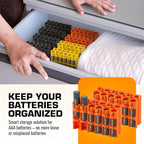 Storacell AAA-12 Battery Storage Caddy and Dispenser (Pack of 2), Orange, Holds 12 AAA Batteries (Not Included), Durable & Compact Design, The Original Battery Caddy, Made in The USA