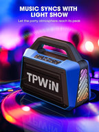 TPWIN Portable Bluetooth Speakers Loud - Wireless Speaker 80W Peak, Light Show, 20H Playtime, Strong Bass, BT 5.3, TWS, IPX6 Waterproof for Outdoor Travel Beach Camping - Blue