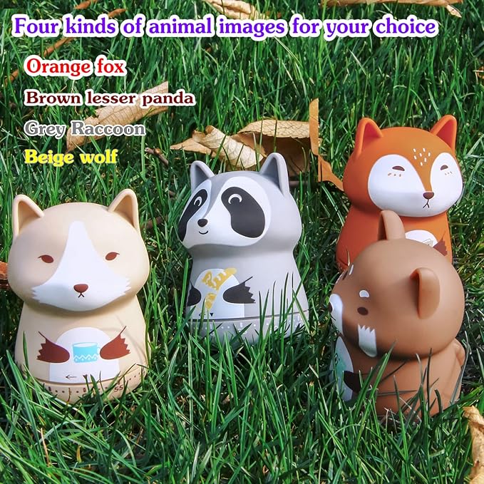 NUOSWEK Mechanical Kitchen Timer, Cute Animal Timer for Kids, Wind Up 60 Minutes Manual Countdown Timer for Classroom, Home, Study and Cooking (Beige Wolf)