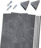 Palisade 78in x 36in x 36in Waterproof Vinyl Corner Shower Surround Kit with Accessories in Urban Quarry