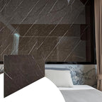 Dundee Deco Faux Marble Wall Panels - Sample - Glossy, Waterproof Indoor Wall Cladding - Chocolate Brown, White Veins - Sample 6" x 6"