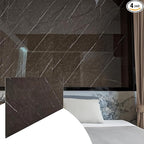 Dundee Deco Faux Marble Wall Panels - 2 ft X 4 ft - Glossy, Waterproof Indoor Wall Cladding - Chocolate Brown, White Veins - Set of 4 - Covers 31 sq ft