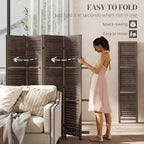 HOMCOM Room Divider, 4 Panel 67" Tall Wood Privacy Screen with 3 Display Shelves, and Folding Storage for Bedroom or Home Office, Walnut