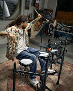 Donner DED-200X Electronic Drum Set, Electric Drum Kit with Quiet Mesh Drum Pads, 2 Cymbals w/Choke, 31 Kits and 450+ Sounds, Throne, Headphones, Sticks, USB MIDI, Melodics Lessons (5 Pads, 4 Cymbals)