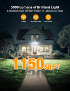 Onforu 5000LM Motion Sensor Outdoor Lights Plug in, 5 Head Motion Sensor Flood Light Outdoor with Remote, Dusk to Dawn Outdoor Lighting, IP65 Waterproof Motion Detector Lights for Outside, Black