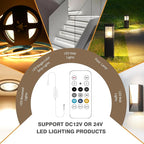 Pandery Remote Dimmer LED Controller Kit, App Control 2.4G RF Wireless Remote Control,DC 5-24V for 3528/2835/5050/COB LED Strip Lights,with Timing Function,Music Mode,(Single Color)