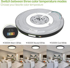 hykolity 18 Inch LED Round Flat Panel Light, Black, 32W, 3200lm, 3000K/4000K/5000K CCT Selectable, 120°Beam Angle, Dimmable Edge-Lit Flush Mount Ceiling Light Fixture - ETL Listed