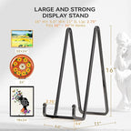 IPAME 16 Inch Heavy Duty Plate Stand (2 Pack) - Metal Display Easel for Large Plates, Picture Frames, Signs, Posters, Decorative Platters
